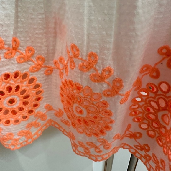 LILLY PULITZER Lilliana Embroidered Seersucker Peplum Top White Cantaloupe (12) - Picture 8 of 8